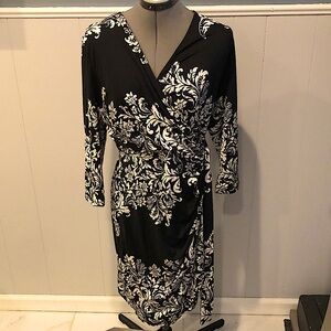 INC Womens Wrap Dress Black and White